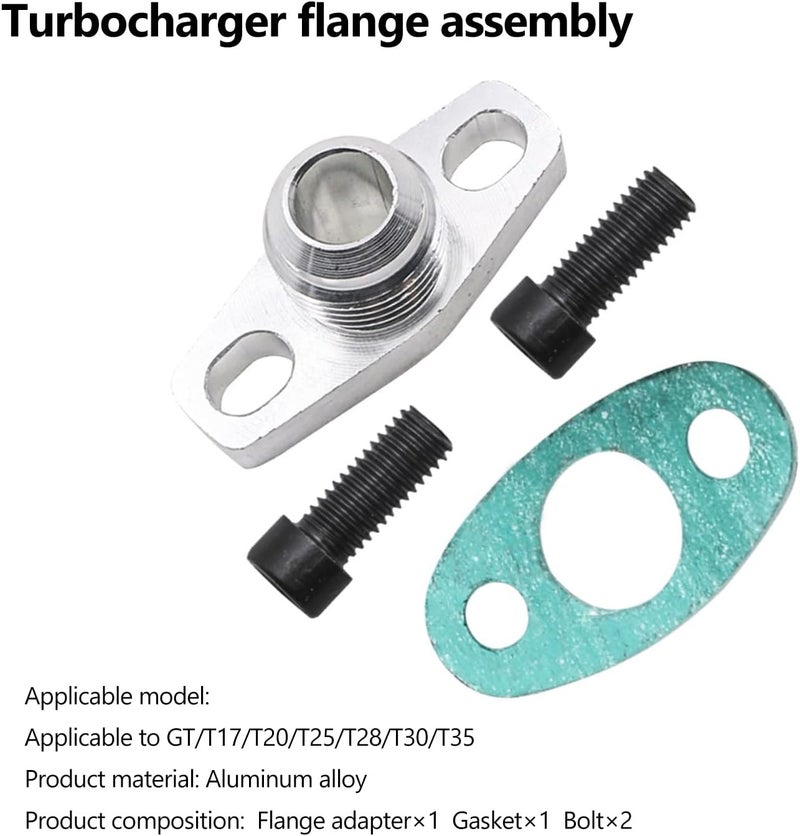 Yonput 1 PC AN10 Aluminium Alloy GT25 GT30 GT28 Turbo Oil Return Drain Flange Adapter Kit (Silver) - Image 4